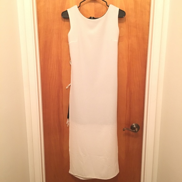 NWT 🖤 Black and White Contrast Overlay Dress Sz L - Picture 4 of 4